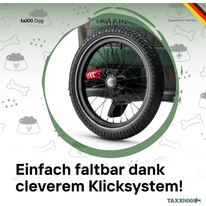 Фаркоп для собак TAXXI Dog M – велосипедний причіп для собак до 40 кг – з переднім та заднім входом, сітковими вікнами, відбивачами, з'єднувачем – складний та вологостійкий