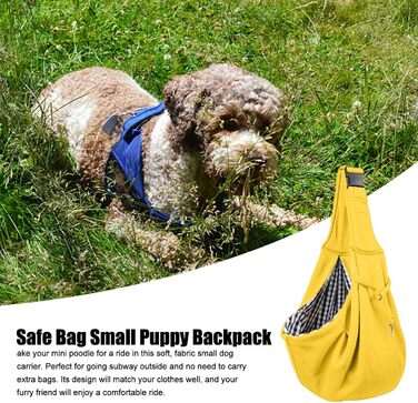 Транспортна сумка для собак, переноска для цуценят – дихаюча переноска для тварин, шлейка для собак з регульованим ремінцем (жовта)