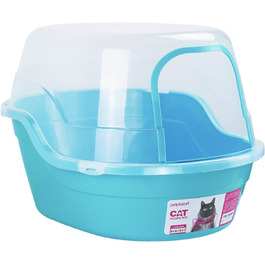 Petphabet XXL Туалет для котів з кришкою, велика закрита туалетна коробка для великих порід або кількох котів, бірюзовий, 63x48x43 см