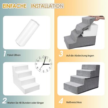 Сходинки для собак 3 ступені, антиковзаюча драбина для маленьких собак, миюча сходинка для собак 40 см заввишки, портативна рампочка для собак/кішок з миючим покриттям для дивану/ліжка