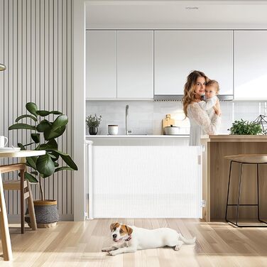 Захисний бар'єр для дитячих воріт, розтяжний 0-180 см, для дітей, котів та собак. Підходить для сходів, дверей, внутрішнього та зовнішнього використання (білий, 86x140 см)