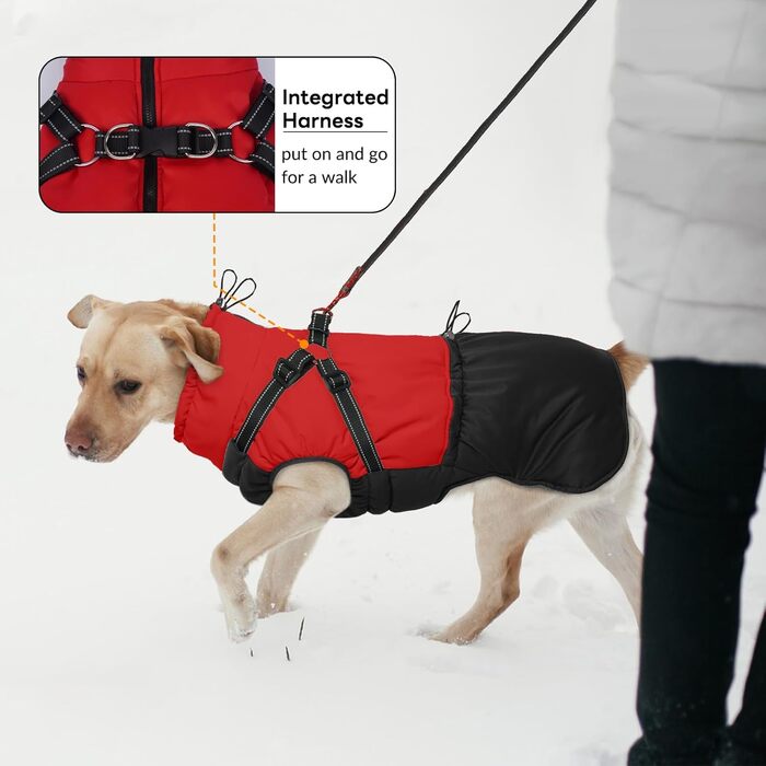 Зимовий одяг для собак маленьких порід: теплий жилет, водонепроникна куртка, червоний (M)