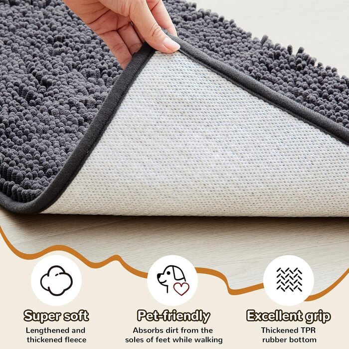 Килимок для собак з мікрофібри: швидковисихаючий, антиковзкий, для дому та вулиці, сірий