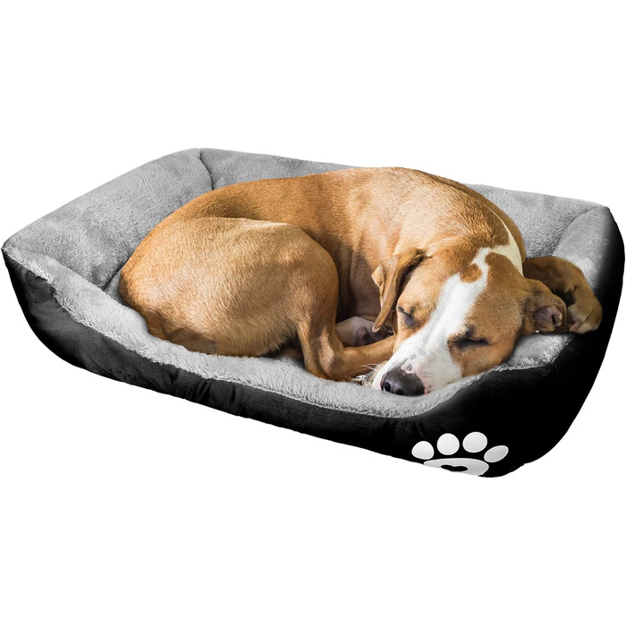 Ліжко для собак Lucky 70см, чорне: м'яке, затишне, для середніх собак, підходить для прання