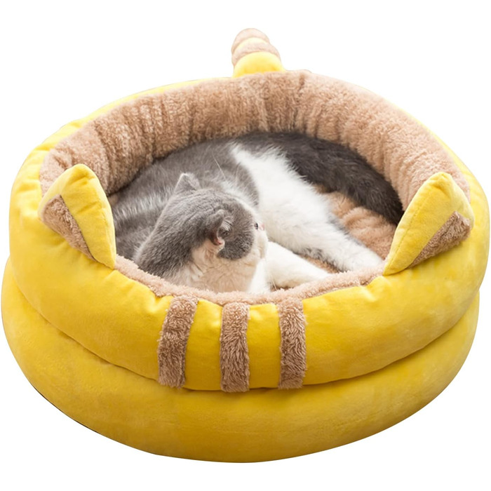 PETCUTE Будиночок-ліжко для котів і собак, зимовий, м'який знімний чохол, протиковзка основа, для котів, кошенят, цуценят, зручний кошик-домік