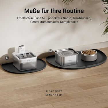 Підкладка під миску для котів DownyPaws, силіконова, 62 x 43 см, чорна. Захист від розливання, легко миється, BPA-free