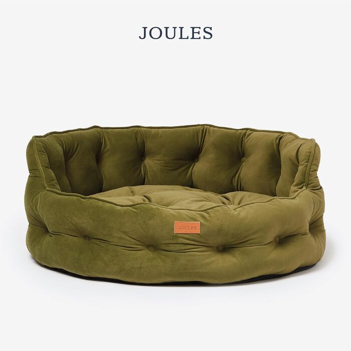 Ліжко для собак Roewood x Joule Chesterfield, маленьке, розкішне, з антиковзким дном, додатковою підкладкою та підтримкою, у стилі Chesterfield, зручне місце для відпочинку (хакі, 70 x 70 x 27 см)