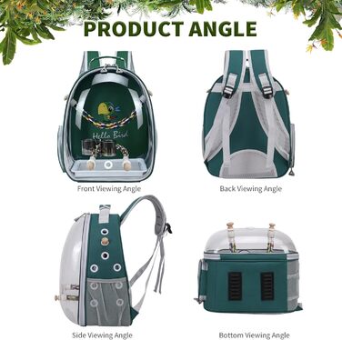 Рюкзак для птахів PETCUTE з дерев'яною жердкою: переноска, транспортна сумка для папуг, сіра