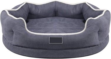 Ліжко для собак з піною пам'яті Deluxe, м'яке, миється, ортопедичне, знімний чохол, антиковзаюча підкладка, для малих та середніх собак (Колір: Синій, Розмір: S, M, Сірий)