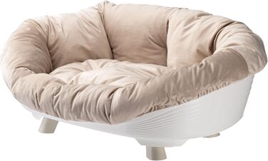 Підвищене ліжко для собак та котів Ferplast Throne, з бавовняним матрацом, біле, 61,5 x 45 x 26 см