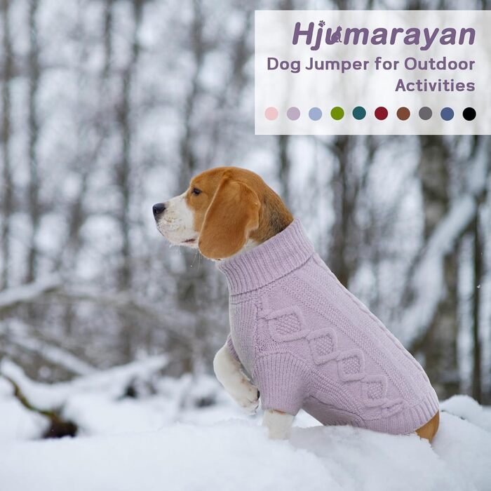 Пуловер для собак - простий та елегантний, теплий, з отвором для повідка, для середніх собак, Французький бульдог (Lila M) M(Обхват грудей 44см, довжина спини 34см), фіолетовий