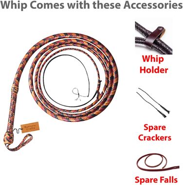 БантОро Крафтс: Батогом з кенгурячої шкіри, 16 плетінь, 3.6м (12 футів), для косплею та реквізиту