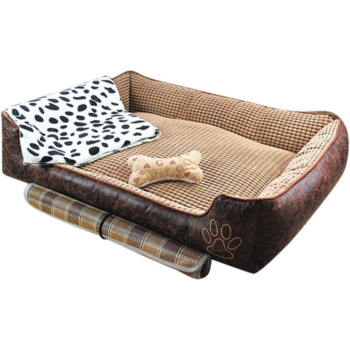 М'яке розкішне ліжко для собак GUOCU з знімним подушкою, водонепроникний кортекс, ліжко для домашніх тварин різних розмірів XXL (L (70*55*22 см), коричневий комплект)
