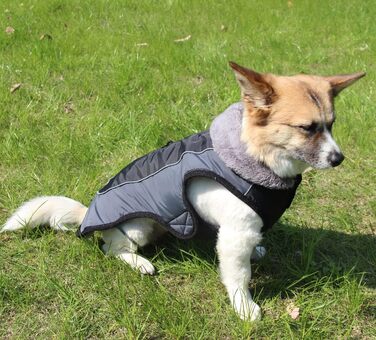 Тепла флісова нашийникова куртка для собак середніх порід, водонепроникна бавовняна куртка для холодної зими, чорний колір, розмір M