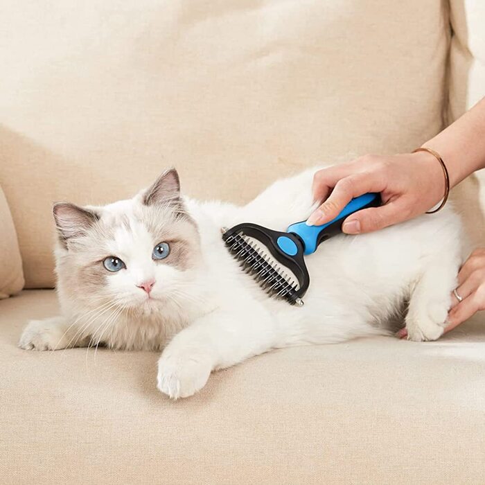 Набір для догляду за шерстю собаки: щітки, гребінці для видалення підшерстка, розплутування та вичісування (рожевий, блакитний)