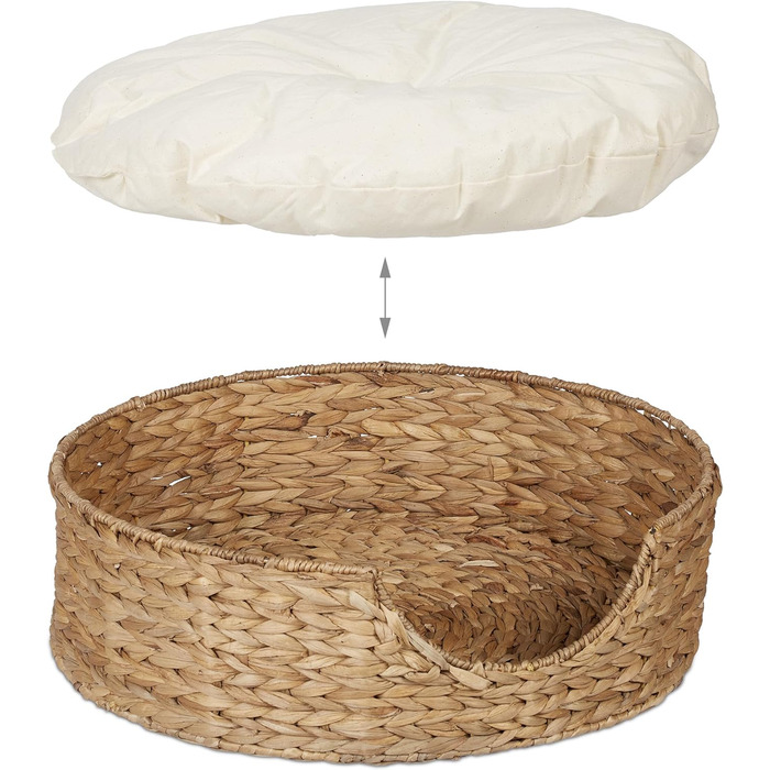 Кругле ліжко для собак та котів Relaxdays, 15 x 49 см, з мореної трави, натуральний колір/кремовий