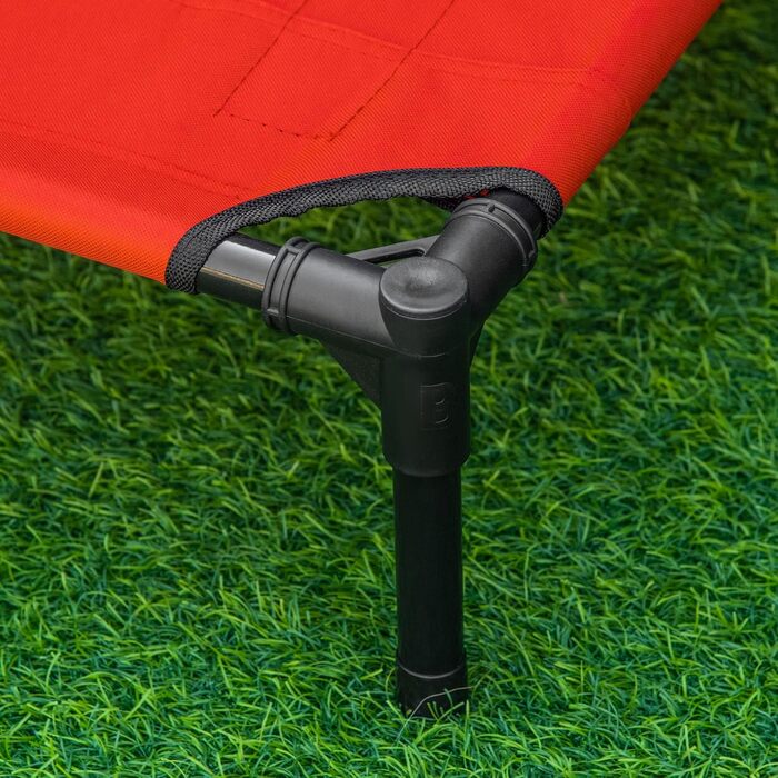 Підвищене собаче ліжко PawHut з охолоджуючим ефектом, переносна сумка, металевий каркас, оксфордська тканина, висока щільність, 92 x 76 x 18 см (червоний, 61x46x18 см)