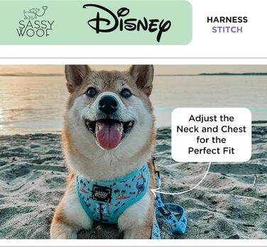 Регульована шлейка для собак Sassy Woof Disney Stitch S, дихаюча сітка, не тягне, подвійний D-кільце, патентований дизайн, для маленьких собак та цуценят, офіційна