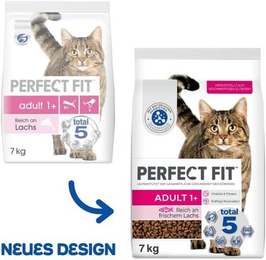 Сухий корм для дорослих котів Perfect Fit Adult 1+ з лососем, 7 кг