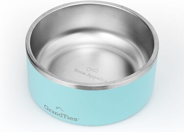 Миска для собак і котів GrandTies з нержавіючої сталі, гравіруванням, BPA-free, ізольована, велика, міцна, нековзка, герметична, для вулиці, 1890 мл, зелена