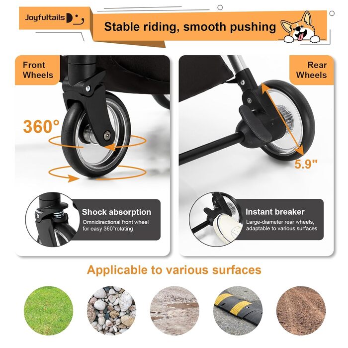 Візок для собак 3 в 1, до 15 кг, чорний. Складаний візок для собак і котів з сумкою-переноскою та дощовиком