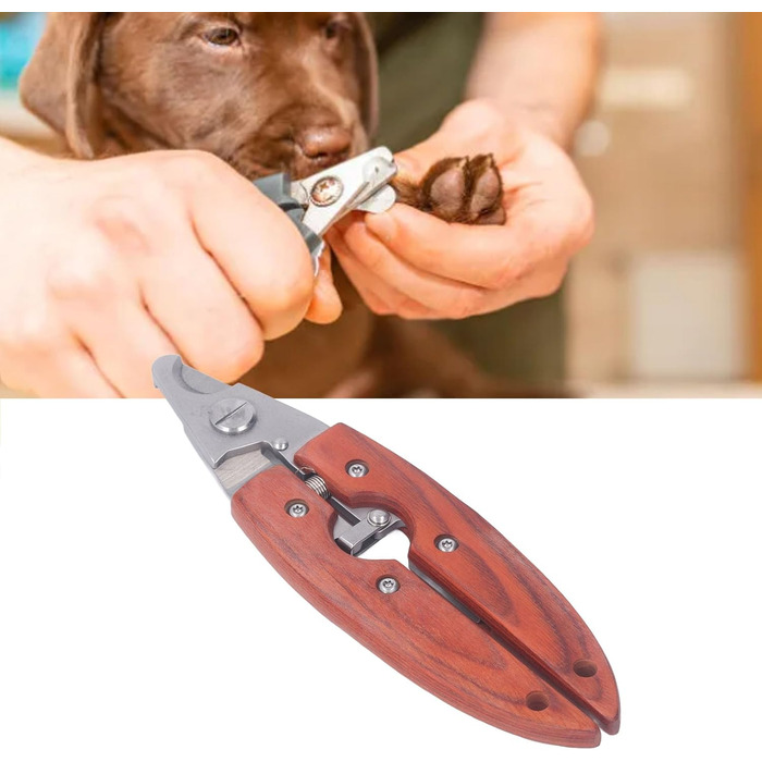 Нігтерізка для котів та собак, нержавіюча сталь, з дерев'яною ручкою, безпечна та швидка
