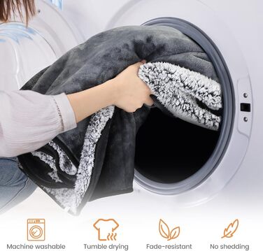 PETTOM Деки для собак Водонепроникні, Деки для собак на диван 152 x 127 см, Деки для собак з Sherpa та Flanell, Деки для домашніх тварин М'які, Можна прати в пральній машині L: 152*127 см Темно-сірий