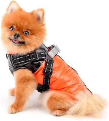 Водонепроникна зимова куртка для собак та котів SMALLLEE_LUCKY_STORE, оранжевого кольору, розмір M