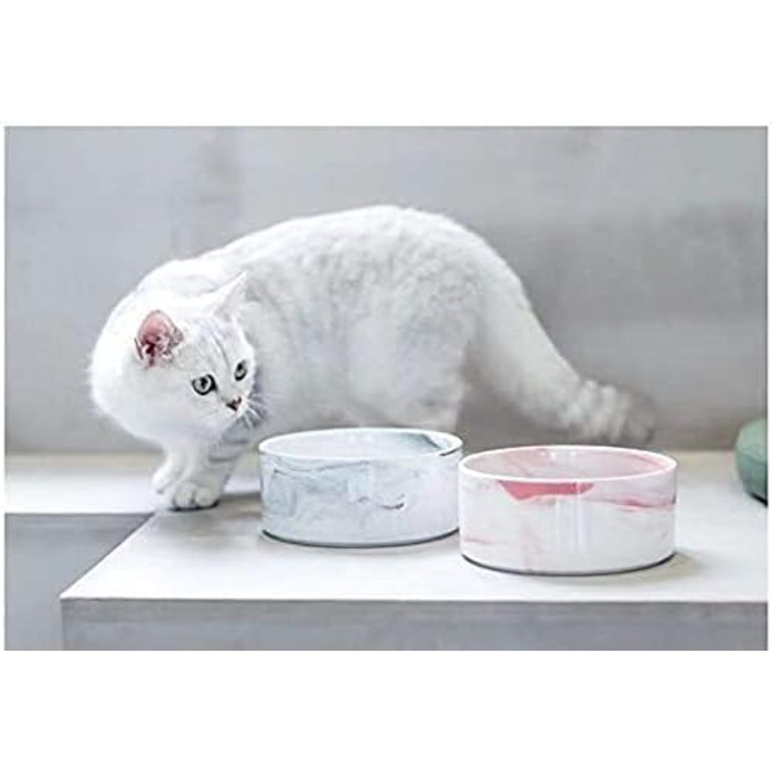 Миски для собак SP SEMPRE з кераміки з бамбуковими підставками, рожевий мармур (15,5 см)