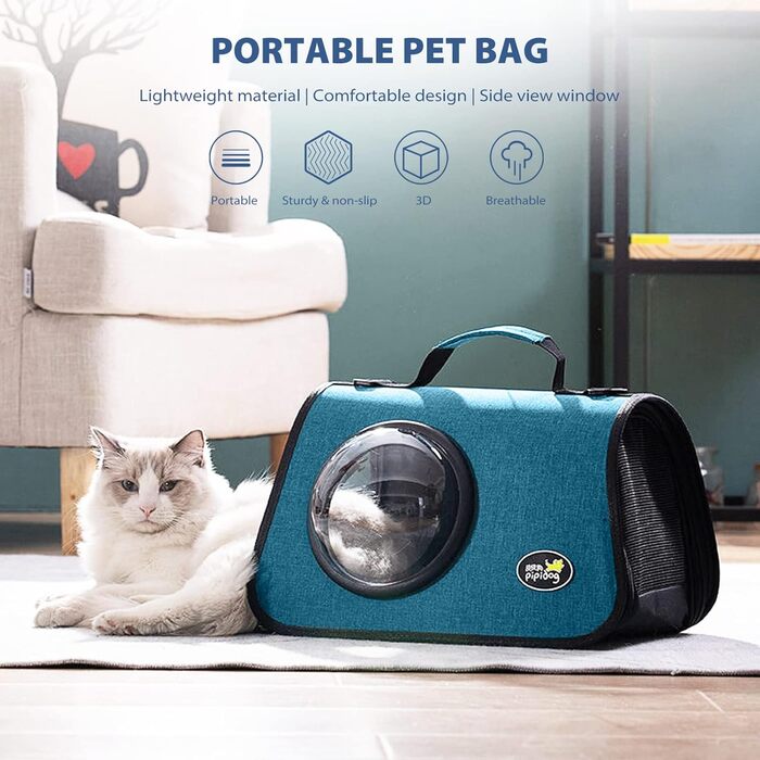 PETCUTE Транспортна сумка для кота/собаки, 41 x 25 x 27 см, складний бокс, дихаючі отвори, схвалено авіакомпаніями, темно-зелений