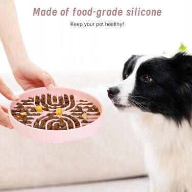 Набір мисок для собак Slow Feeder з килимком, силікон. Ідеально для собак малих та середніх порід. Нековзний, легко миється, з піднятими краями (Blush).