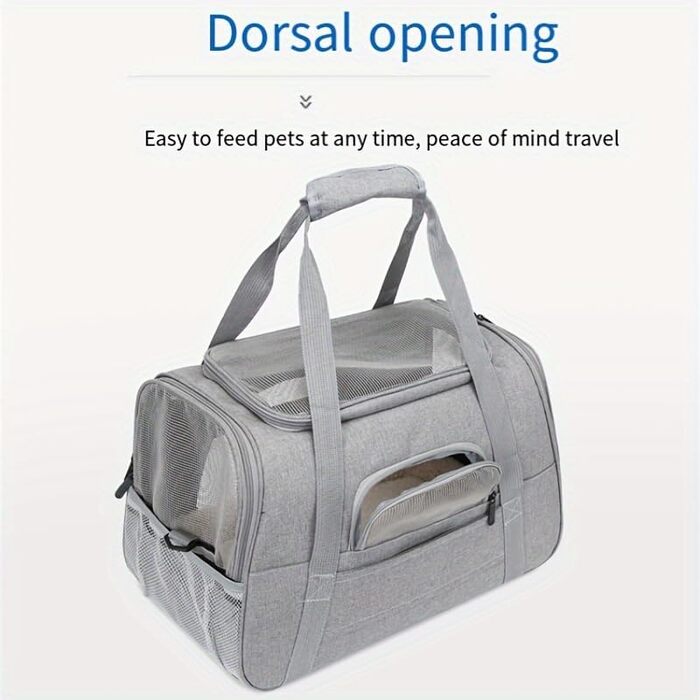 Сумка-переноска для котів та собак, до 6,8 кг, схвалена авіакомпаніями, складна та пральна, чорна