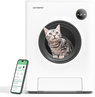 AstroPet Автоматичний лоток для котів з самоочищенням та керуванням через додаток, 68л, білий