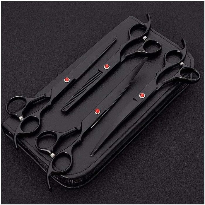 Професійна ножиця для собак, вигнута ножиця для грумінгу, чорна