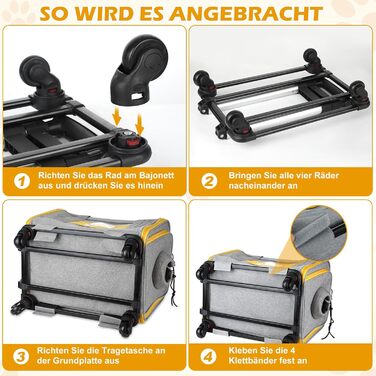 Транспортна переноска для котів та собак Pawinner з колесами, 45x33x33 см. Зручна переноска-тролей для авто та літака, складна, дихаюча, для тварин до 9 кг