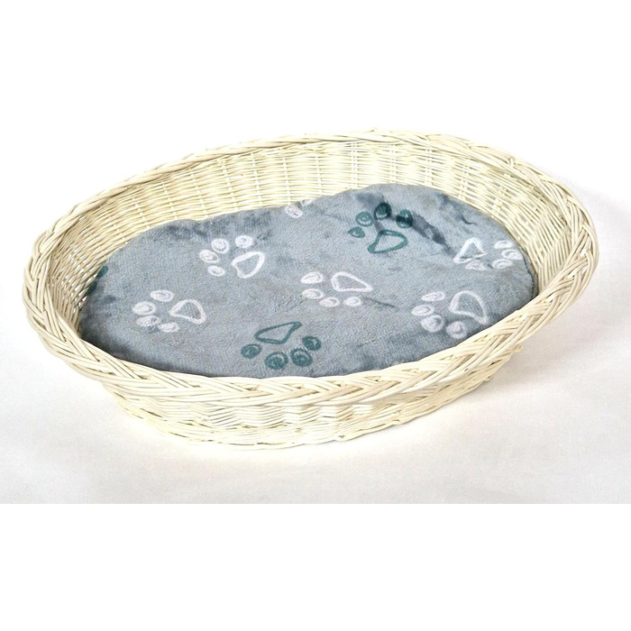 Корзина для собак Tigana з плетіння з лози, біла, 70 см (+ подушка)