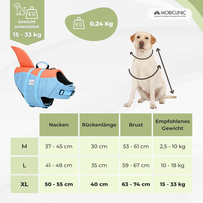 Spas-жилет Sharky для собак, XL: яскравий, плавучий, з ручкою для рятування, синьо-помаранчевий