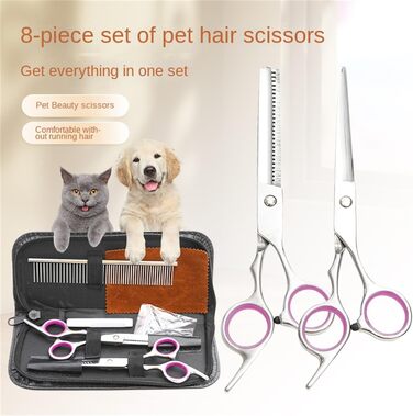 Набір професійних ножиць для собак 3 в 1, набір ножиць для грумінгу собак, ножиці для собак з прямим лезом та зубчастим лезом, для собак, котів та інших тварин