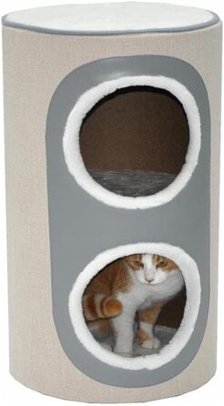 Котячий будиночок-крізьтонна Nanook Nala: стійкий крізьточний комплекс з печерами, 71 см, сизаль, штучна шкіра, бежевий, сірий