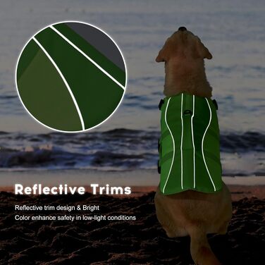 Жилет для плавання собак великий, безпечний жилет для собак, для плавання та катання на човнах, світловідбиваючий жилет для цуценят з високою плавучістю та ручкою для рятування, регульований розмір Large (Обхват грудей: 19.7-29.5 дюймів) (Large (Обхват гр