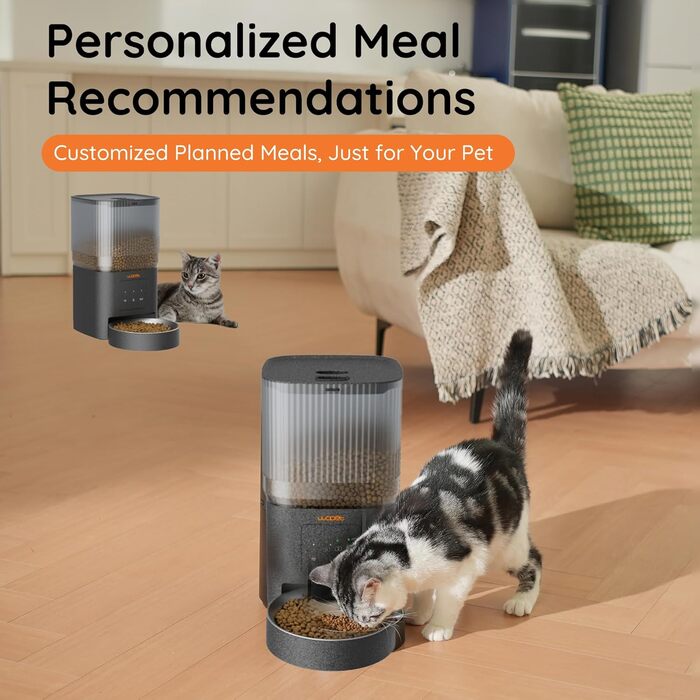Автоматичний годівниця для котів та собак WOPET 4L з Wi-Fi, керування через додаток, регулювання порцій, повільне годування, запис голосу