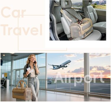 Транспортна переноска для котів та собак 4Pet, Khaki: міцна, з сіткою, для подорожей літаком та автомобілем