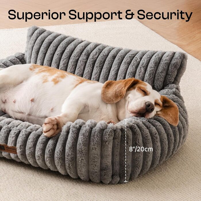 М'яке ліжко для собак та котів MEWOOFUN - зручне та затишне ліжко для домашніх улюбленців (Сірий, 91x72x30 см)