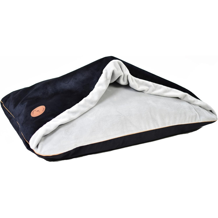 М'яке ліжко для собак та котів середнього та малого розміру з капюшоном, неслизьке, миється, дизайн Lauren, NEL (M 80 x 60 см), чорний колір