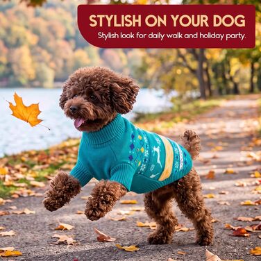 Зимовий різдвяний светр для собак середніх порід ASENKU, теплий флісовий пуловер (розмір S, синій)