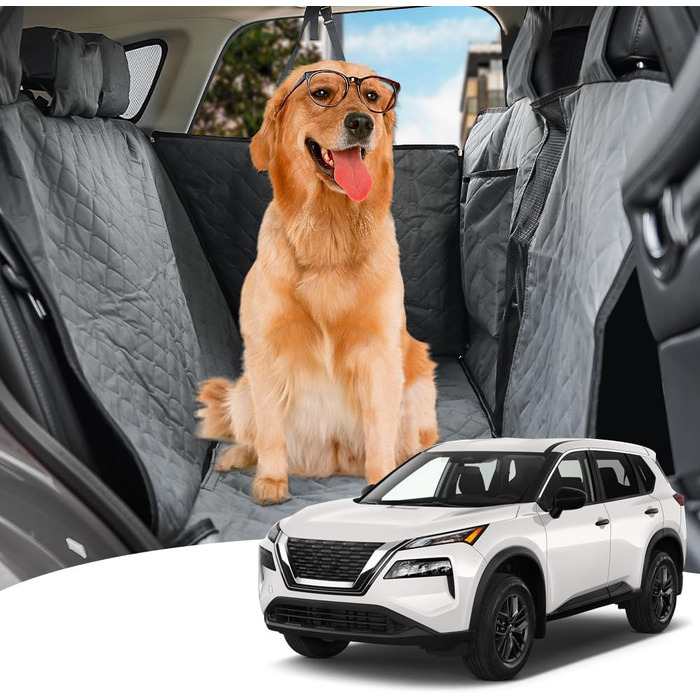 Чохол на автосидіння для собак BEERTE, сумісний з Nissan Rogue 2021-2025, з штучної шкіри, водонепроникний, стійкий до подряпин, для заднього сидіння, з сітчастим вікном
