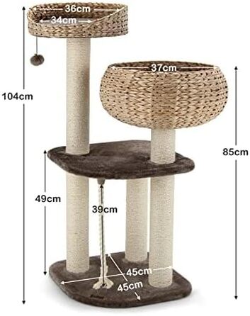 Дерево-кігтеточка для котів FANTASK з ліжками, будиночком та активностями