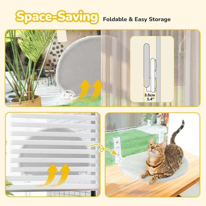 Гамак для котів CATISM на вікно, 50x36.5x20 см, сірий, з присосками