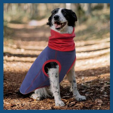 Пуловер для собак IECOii: теплий флісовий пуловер, толстовка, жилетка для собак, нашийник-воріт, сірий, розмір L (обхват грудей 48 см), 2XL (обхват грудей 62 см), темно-синій