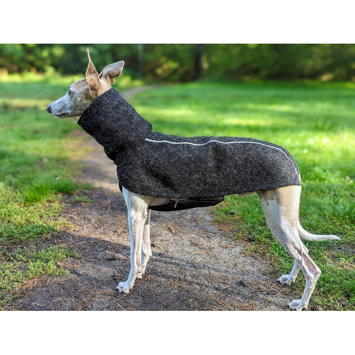 Теплий зимовий теплий для собак EDEL&SCHNELL: вовняна куртка з довгим коміром та світловідбиваючими елементами (45-50 см)